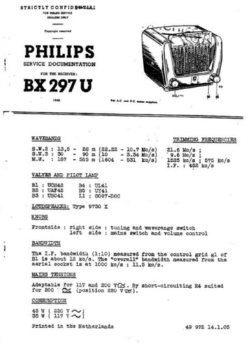 RARE Philips Vintage BX297U Tube Radio 1949 - Picture 2 of 23