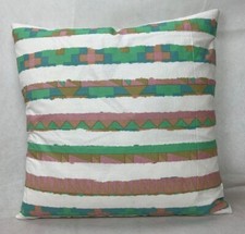 Set of 2 - Cushion Covers Tetris Boho Retro Green Pink Stripe 45x45cm 18x18"
