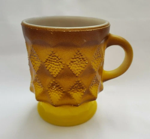 Vintage Fire King Kimberly Diamond Coffee Mug Cup Yellow
