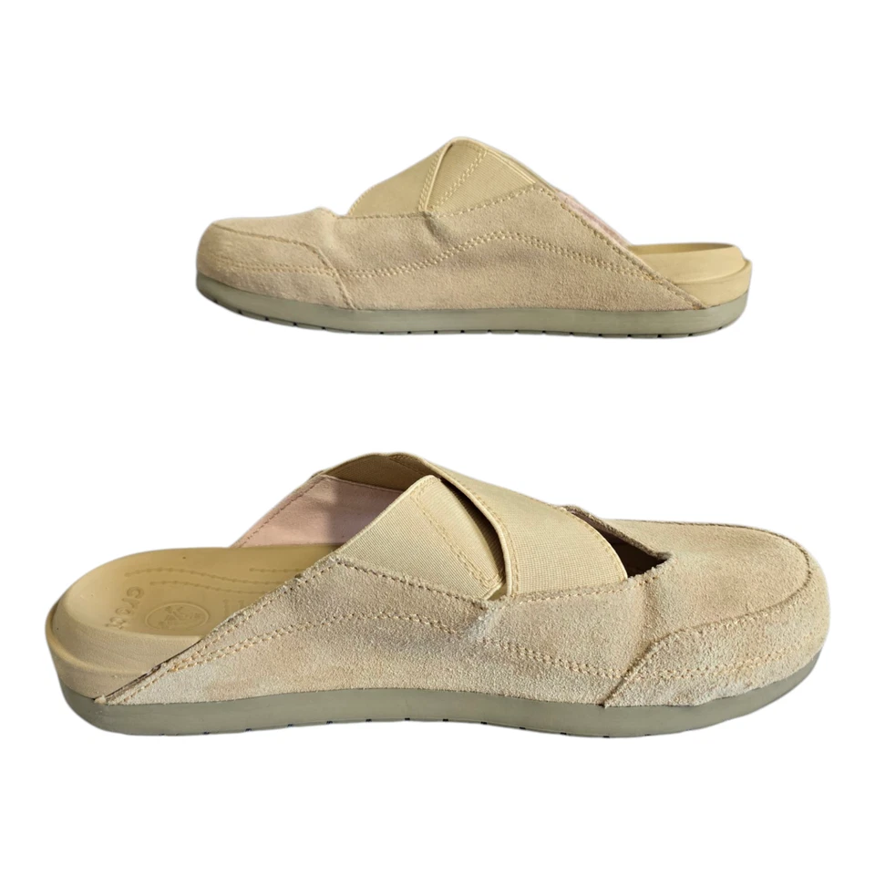Zapatos sin cordones Crocs Edie de gamuza deslizable mula #15489 beige tostado para mujer talla 10 Foto 3 de 4
