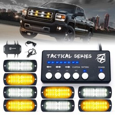 8pcs Amberwhite Led Surface Mount Strobe Lights Kit W Control Panel Universal 8pcs Amberwhite Led Surface Mount Strobe Lights Kit W Control Panel Universal
