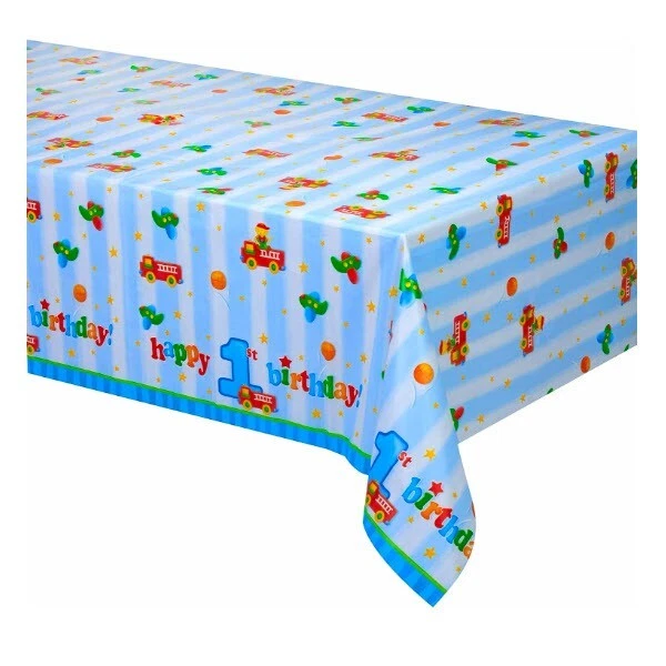 1 岁生日桌套 54x108 英寸 + 20 个战利品袋男孩蓝色派对装饰用品 — 第 2/4 张图片