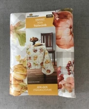 Way To Celebrate Harvest Botanical Patchwork PEVA Vinyl Tablecloth 60x84