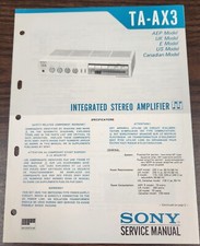 Sony TA-AX3 Integrated Stereo Amplifier Service Manual-Original