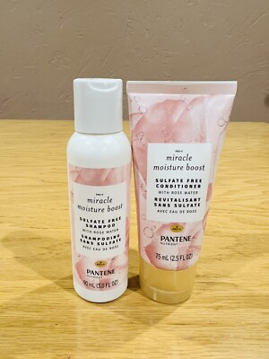2 pc Pantene Miracle Moisture Boost Rose Water Shampoo 3.0 Oz,Conditioner 2.5 Oz