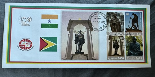 Guyana 150th Anniversary of Mahatma Gandhi First Day Cover RARE 100 Pcs Issued - 第 1/1 張圖片