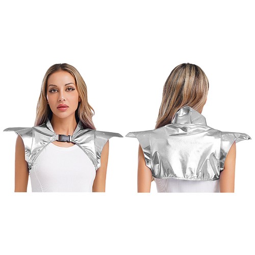 Women's Shiny Gothic Armor Shrug Steampunk Shoulder Epaulet Collared Pauldron - Bild 13 von 39