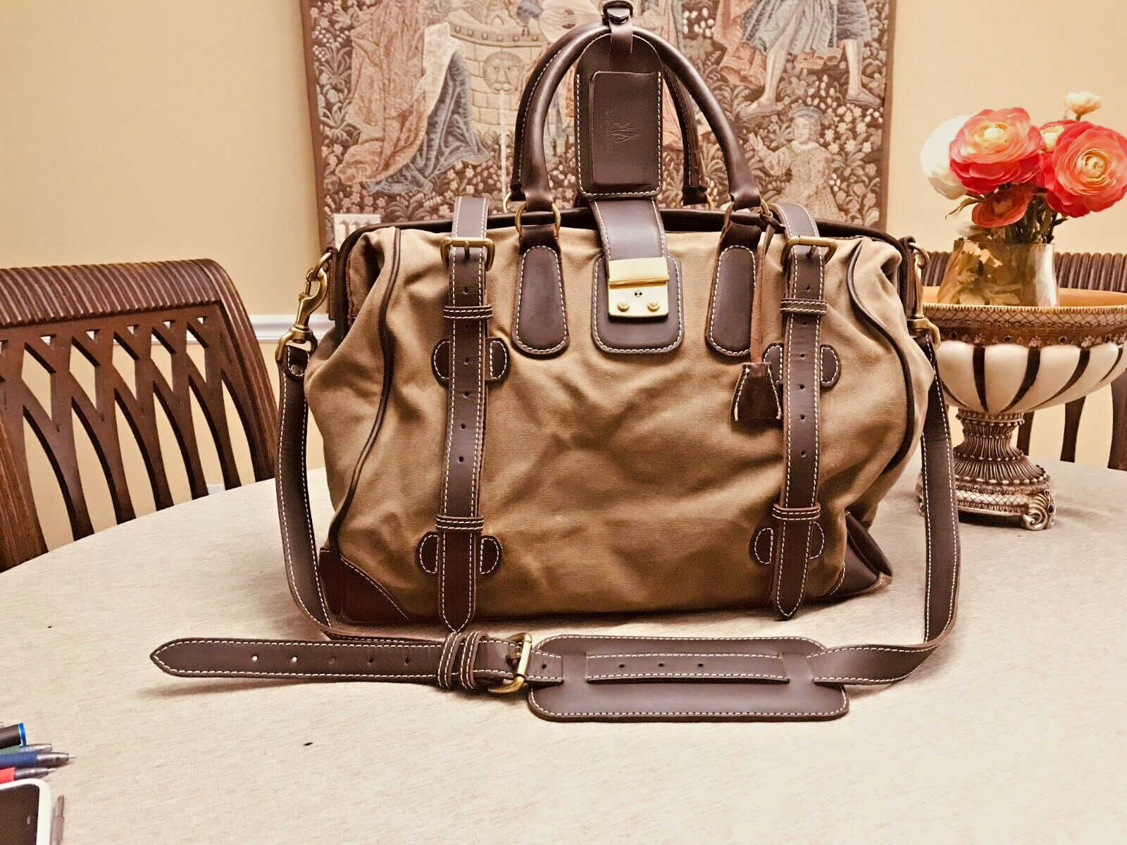 J PETERMAN  Leather / Canvas Gladstone Doctor Bag… - image 3