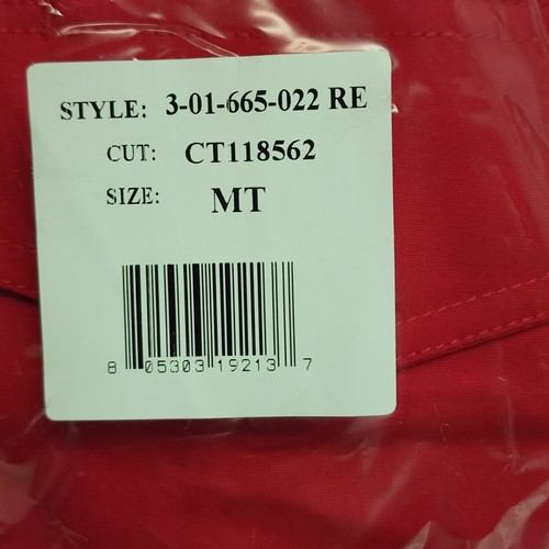 Roper Mens Red 100% Cotton MT Tall Solid Poplin Long Tail Western Shirt - Picture 6 of 7