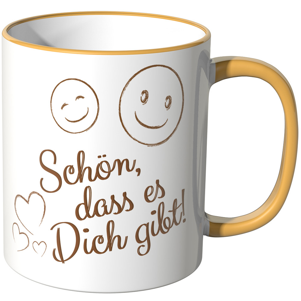 WANDKINGS Tasse, Spruch "Schön dass es Dich gibt!" versch. Farben Geschenk