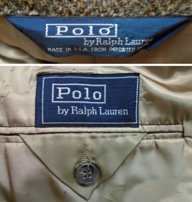 Vintage 90s Polo Ralph Lauren 44L Herringbone Lambswool Blazer