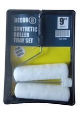 Large Paint Roller Set 9 Inch Decorating Poly Emulsion Paints Tray & Spare Roll