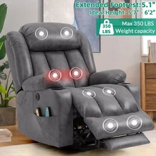 Oversize Power Lift Recliner Chair w/ Heat Massage for Big Man Extended Footrest