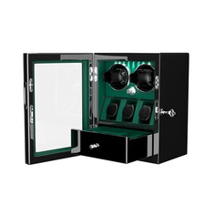 Automatic Rotation 2 Watch Winder with 3 Watches Display Storage Box Case Gift