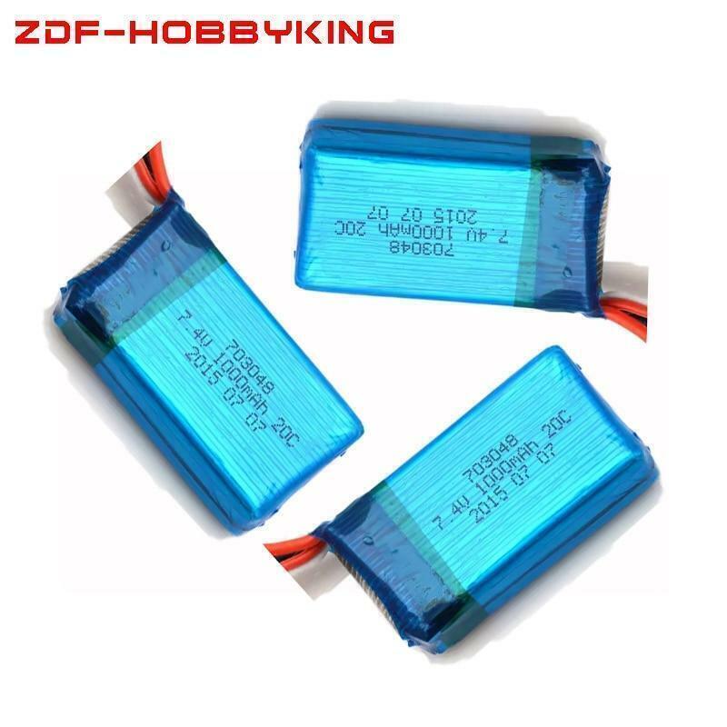 4-Pack 7.4V 1000mAh 20C LiPo Batteries With Charger - JST Plug For V912 V333 Quadcopters