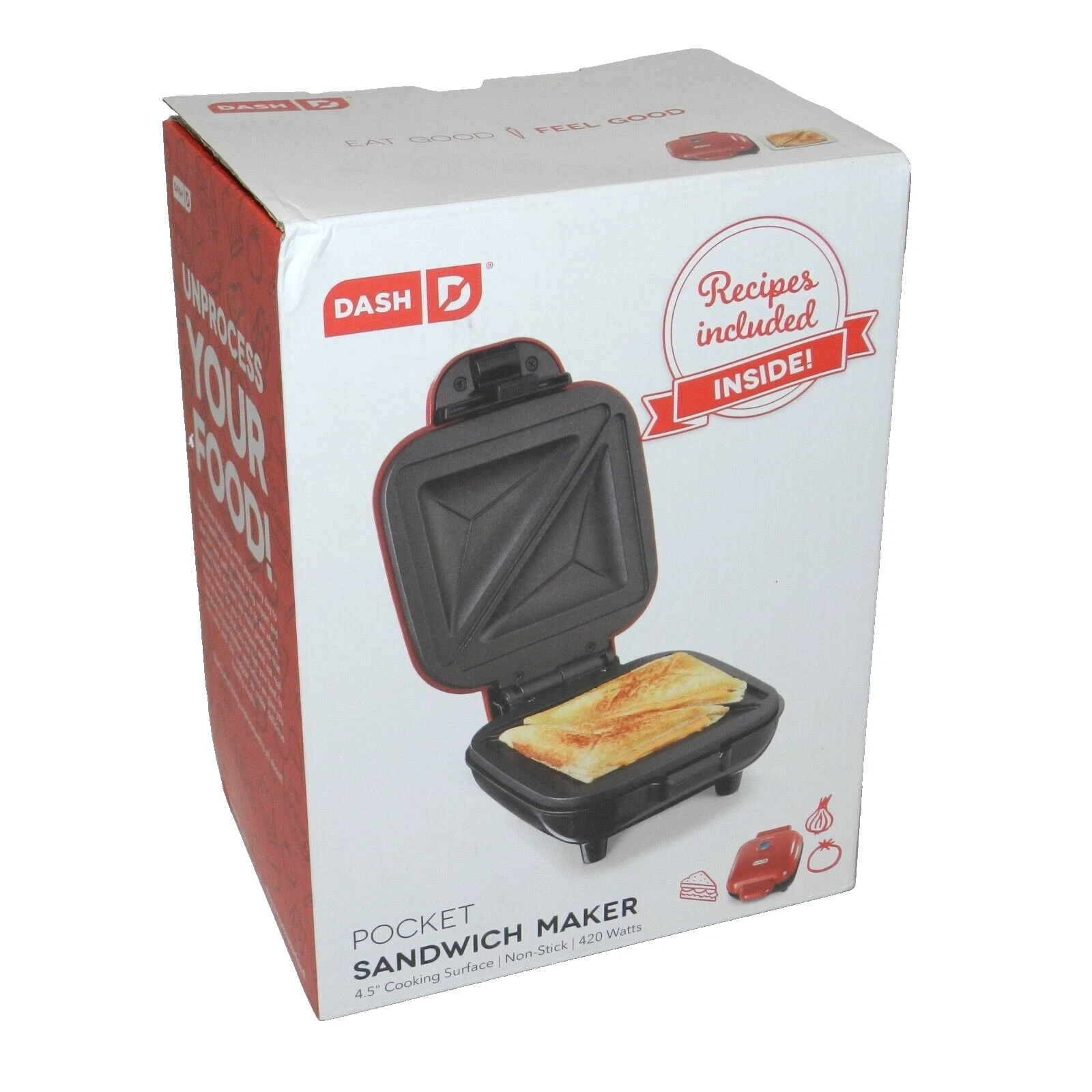 Dash Pocket Sandwich Panini Maker Nonstick 4.5 inch Cooking Surface