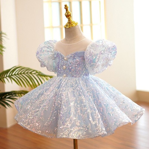 Children Evening Dresses Girls Birthday Party Dress Prom Shiny Sequins Dress - Picture 5 of 25