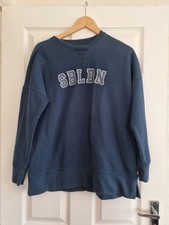 Sweaty Betty SB London Logo Sweatshirt Size S Oversized Dark Teal Pullover Top