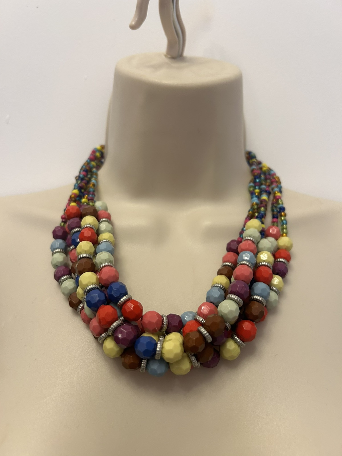 Collar Length Multi Strand Colourful Plastic Bead… - image 3