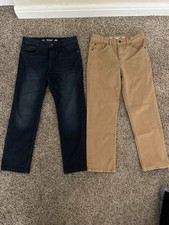 Boys Youth Large Size 12 Cat Jack Straight pants Jeans 2 Pairs Blue and Brown