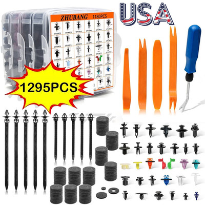 1295PCS Car Retainer Auto Fasteners Body Plastic Trim Clips Pin Rivet Bumper Kit