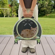 Breathable Cat Carrier, Cat Carrier with Wheels, Rolling Pet Carrier