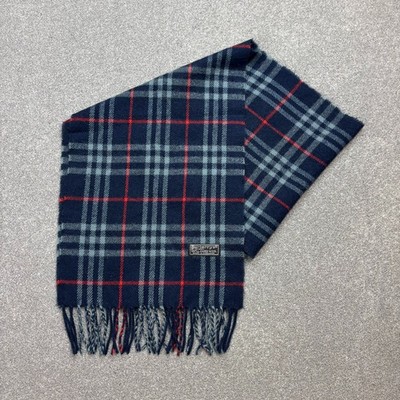Burberry London Schal 56x12 cm Blau Nova Check Made England 100% Lammwolle