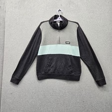 PINK Victoria's Secret Women Hoodie L Gray Colorblock Fleece Logo Stretch