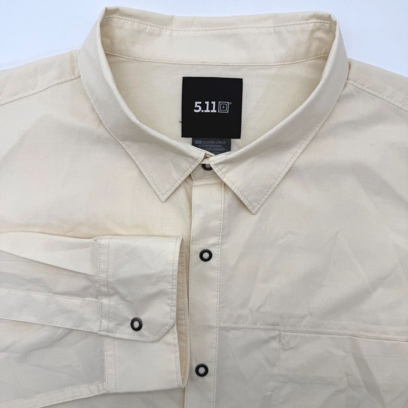 5.11 Tactical Button Down Mens 2XL Cream Long Sleeve Snap Front Utility Shirt