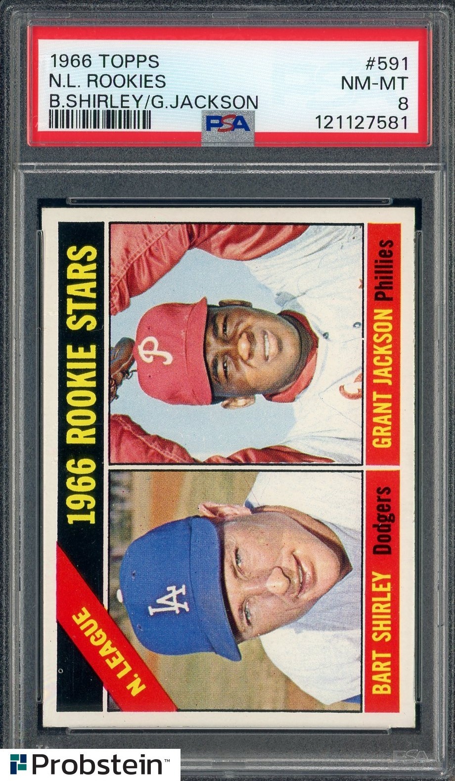 1966 Topps #591 NL Rookies w/ Bart Shirley Grant Jackson RC PSA 8 NM-MT