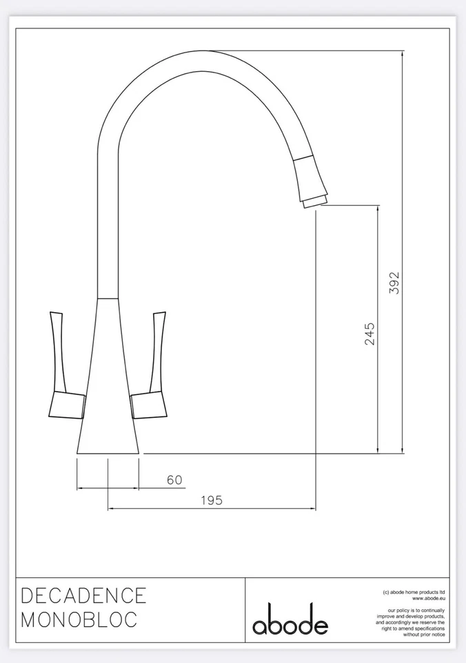 ABODE DECADENCE AT1172 MONOBLOC IN BRUSHED NICKEL Ex-Display - Image 3 of 4