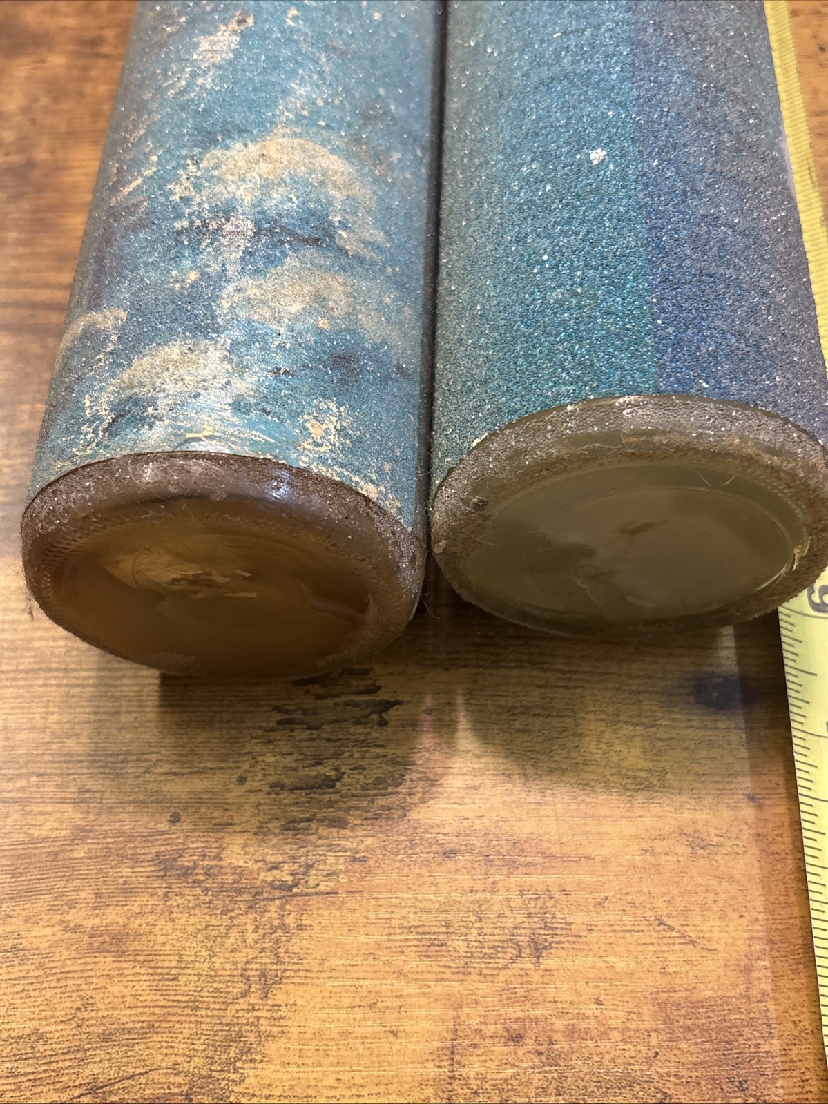 2 Vintage 1970's Sugar Frosted Christmas Pillar Candles