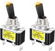 Illuminated automatic car toggle switch, Color: 2pcs Yellow LED