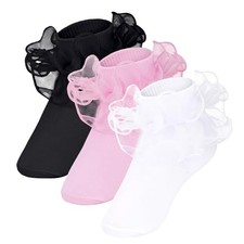 Girls Ruffle Socks Toddler Ruffle Socks Baby Kids Medium Black White Pink