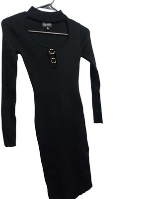 Lulus Go Beyond Basic Black Ribbed Snap Front Bodycon Mini Dress Xs