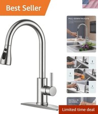 Classic High Arc Brushed Nickel Pull Down Sprayer Kitchen Faucet - 1 or 3 Holes
