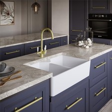 Liquida BT64WH 2.0 Bowl Butler Deck Mounted Gloss White Kitchen Sink