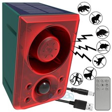 Outdoor Solar Motion Sensor Alarm with Remote Control, 130Db Sound Light Alarm