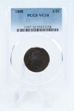 1808-P PCGS VG10BN Draped Bust Half Cent Business Strike