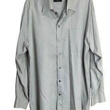 Men s Claiborne Grey Designer Button Down Long Sleeve Dress Shirt - Size XL