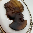 Vintage Milk Glass Amber Cameo Pendant Brooch Enhancer Read