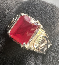 Unique Red Ruby Gemstone Ring With 925 Sterling Silver Men's Engagement Ring