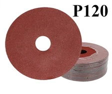 25PCS 4-1/2" Aluminum Oxide Resin Fiber Grinding Sanding Discs for Wood 120Grit