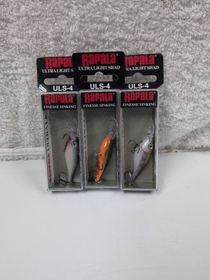 Lot Of 3 Different Colored Rapala ULS-4 ULS4 UltralightCrankbait (877)
