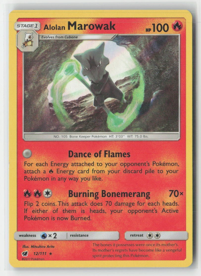 Alolan Marowak 12/111 Holo Rare Crimson Invasion Pokemon Near Mint