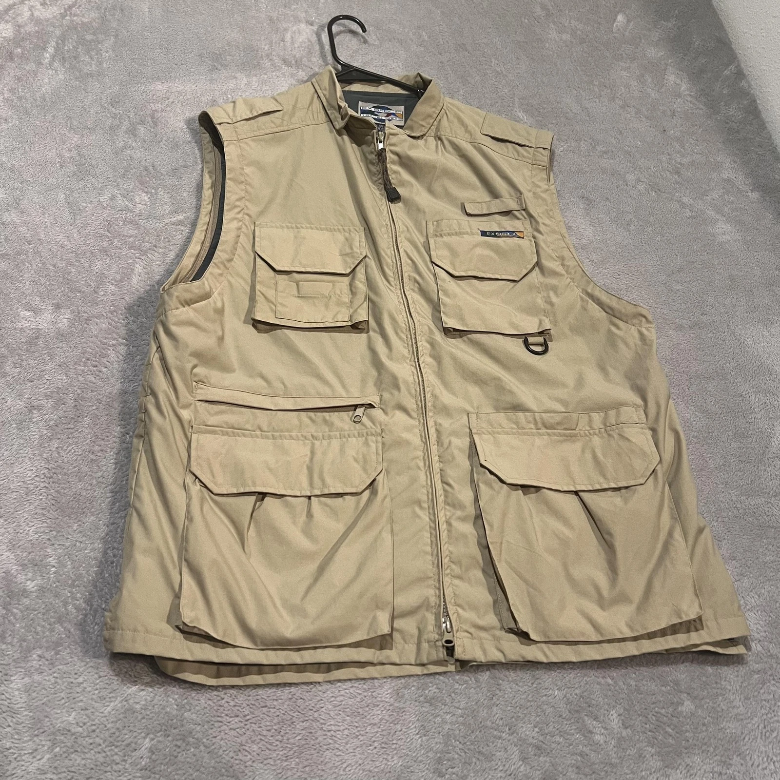 ExOfficio Travel Vest Mens Medium Khaki Nylon Multi Pocket Safari Fishing Mesh