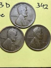 1911-D, 1912-D, 1913-D LINCOLN WHEAT CENT 3 COIN SET, "FINE" condition, #342