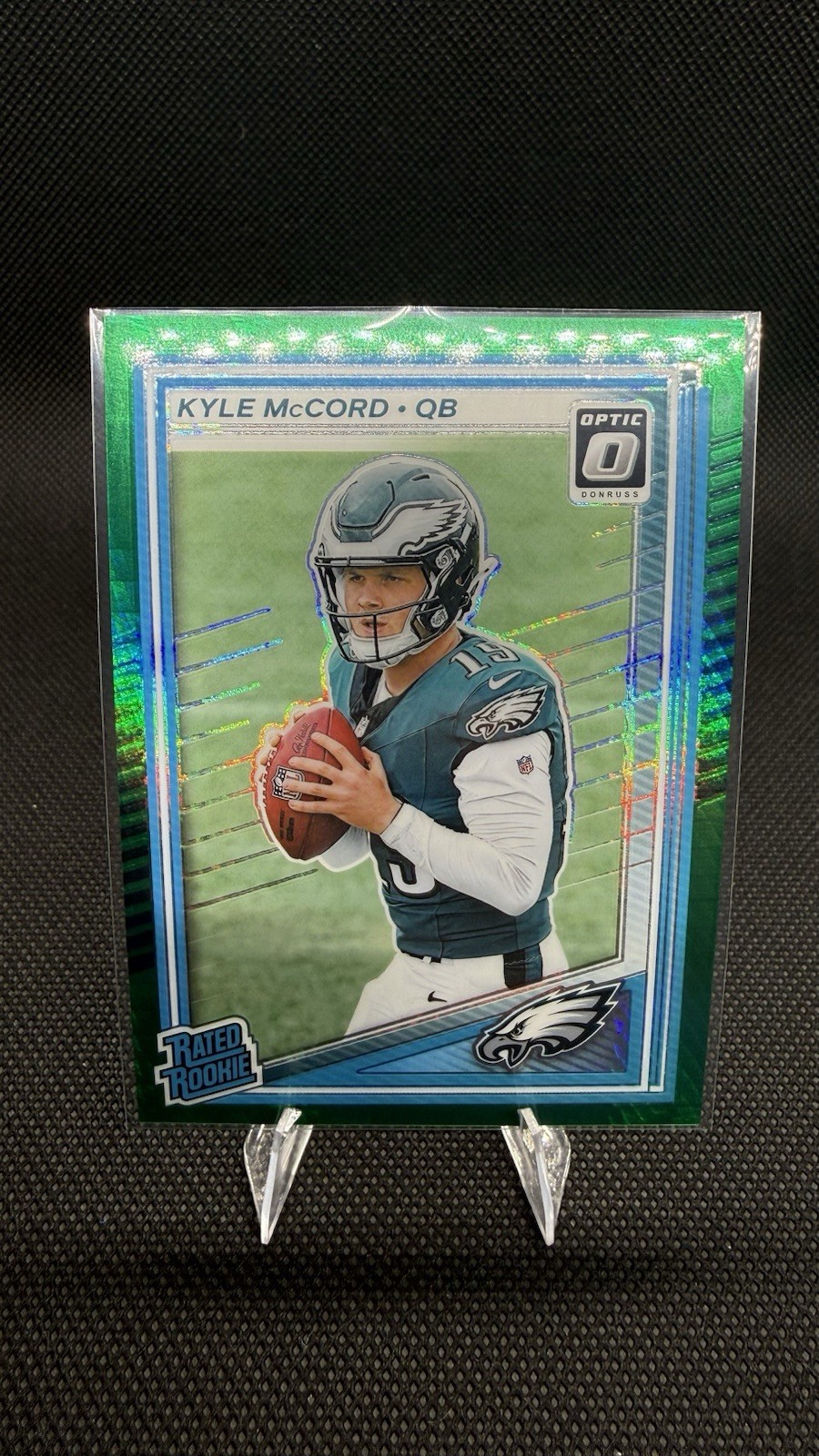2025 Donruss Optic - Kyle McCord Green Hyper Rated Rookie RC #283 Eagles