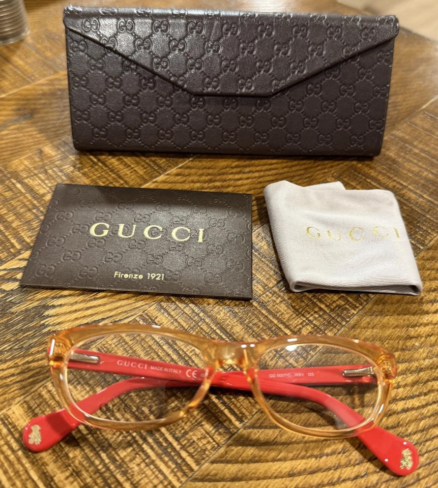 Gafas ópticas ovaladas Gucci 50 mm rojo naranja GG 5007/C W6V 125 NUEVAS Foto 3 de 4