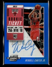 Wendell Carter JR. blue prizm 34/49 auto 2018-19 Panini Contenders optic[joh62